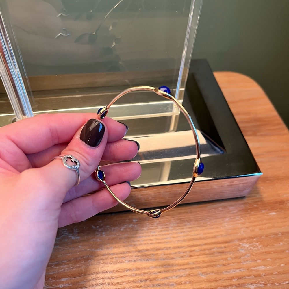 Ippolita 18k gold bracelet with 5 dark blue stones